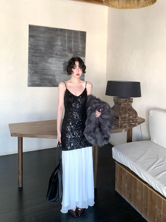 Moon Crossing Sequin Panel Slip Dress