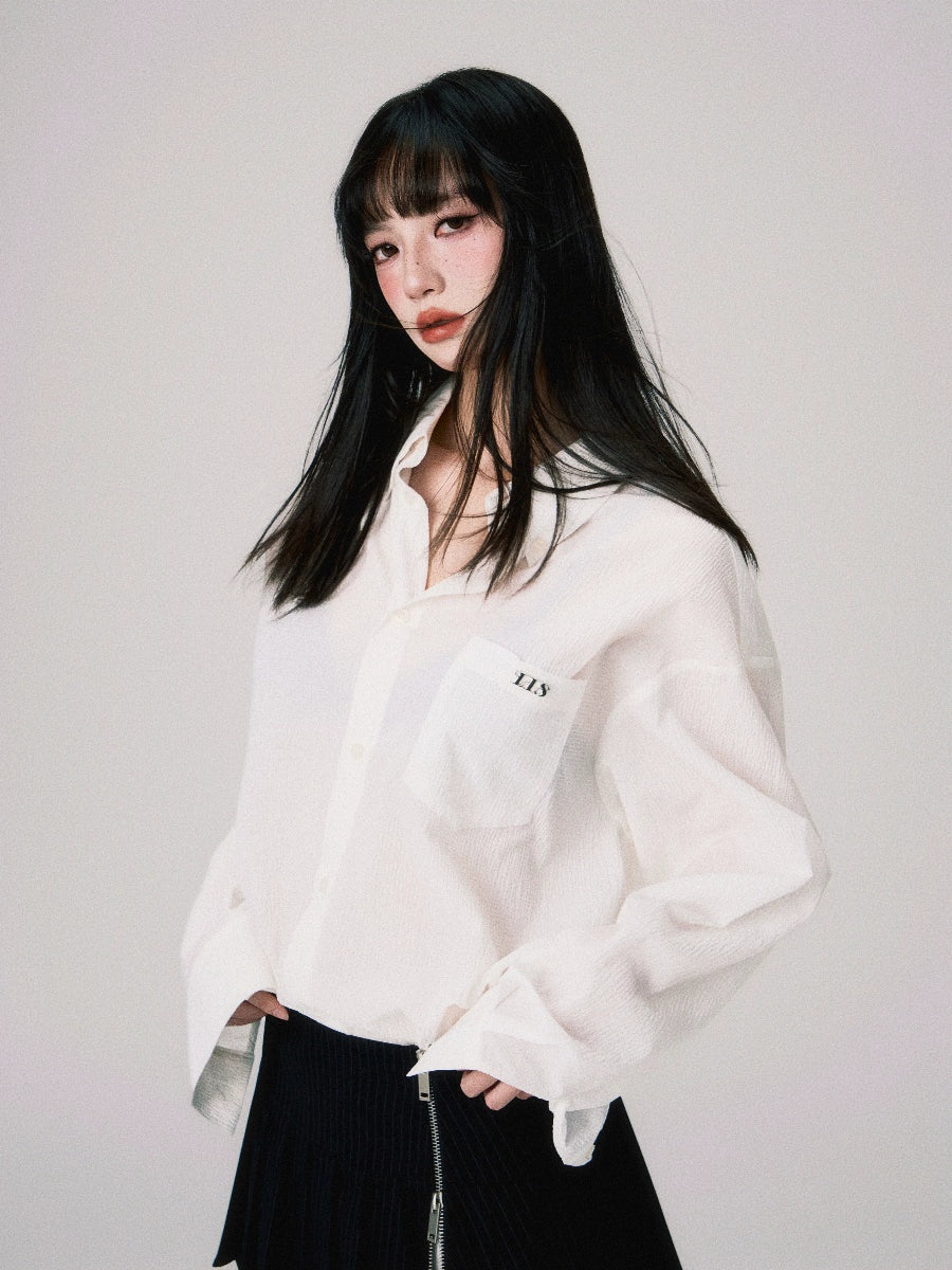 Airy White Long Sleeve Shirt - Casual Premium