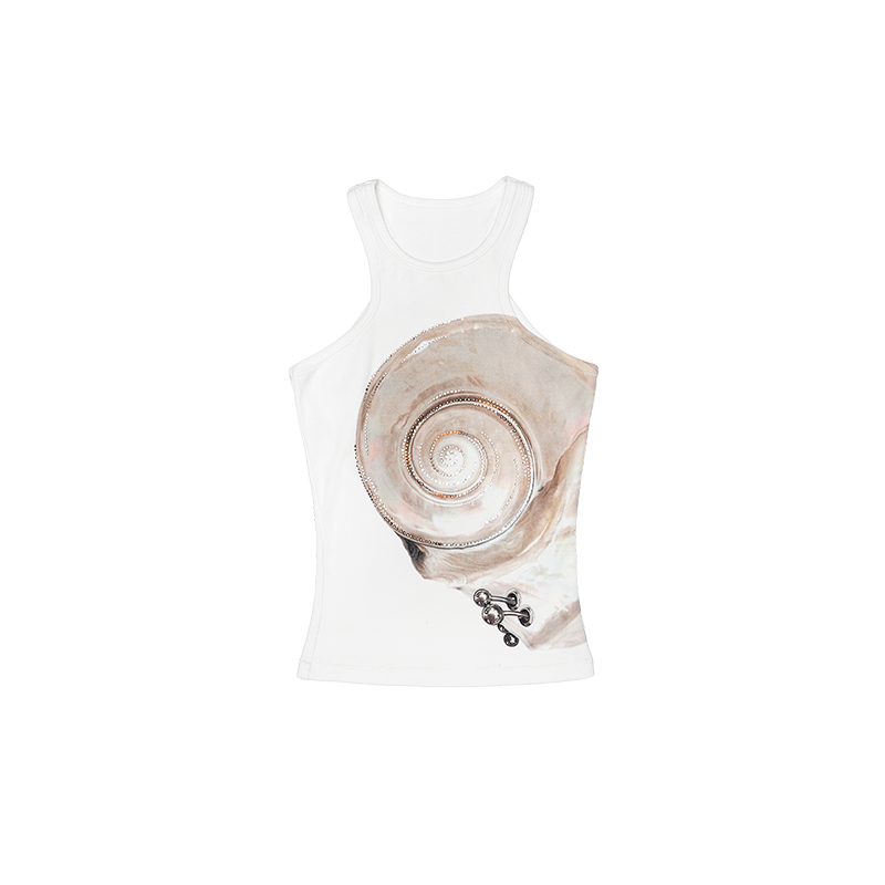 Summer Floral Rhinestone Racer Vest – Slim Fit Sleeveless Top