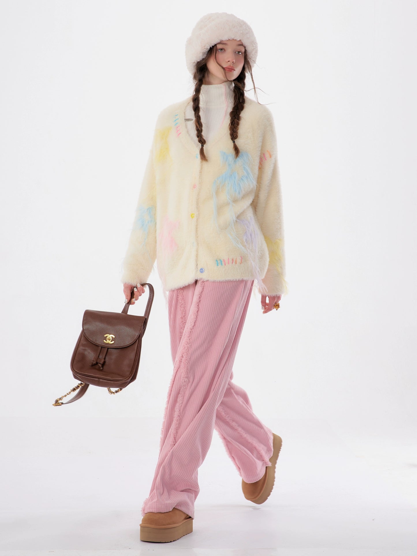 Pantalon rétro ample à jambes larges | Taille haute, coupe ajustée pour le Style décontracté automne/hiver