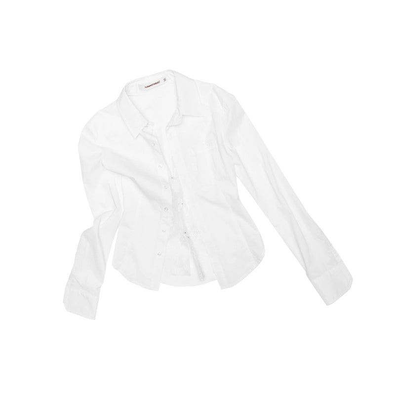 Lace Panel Faux Layered Shirt & Skirt Set – Pure Desire Aesthetic