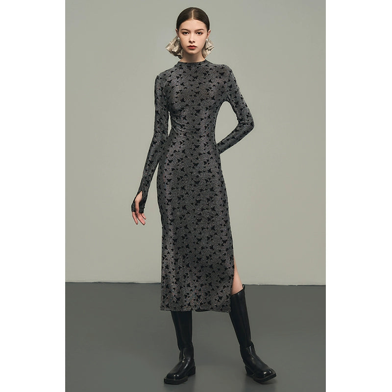 실버 회색 실크 드레스