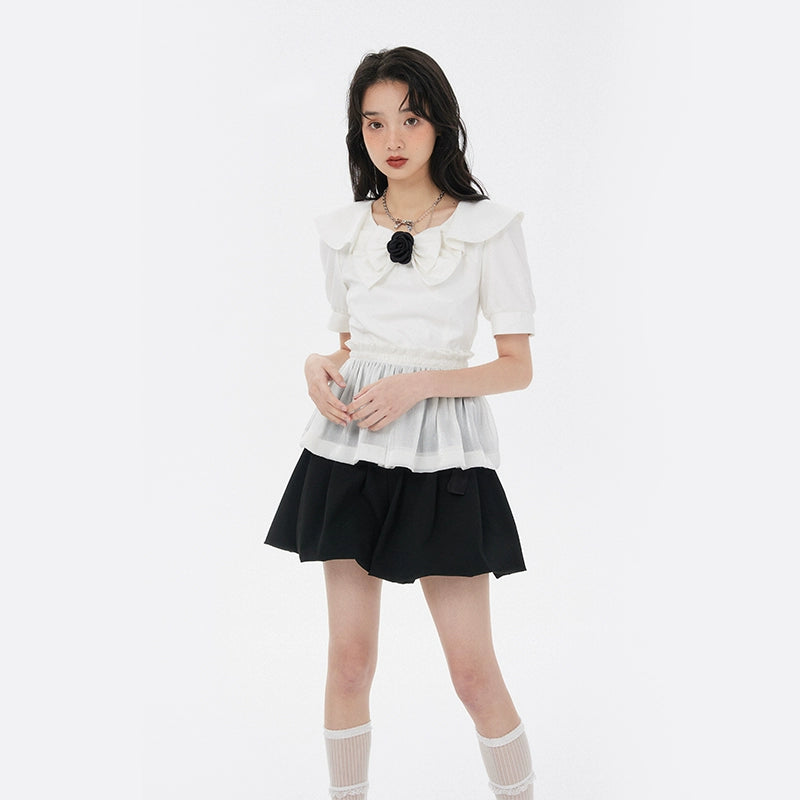 Mesh Splice White Shirt