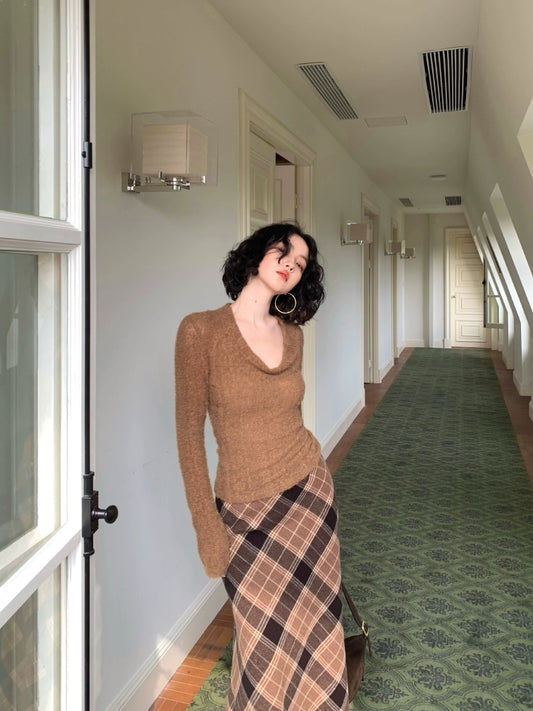 Retro Sheer Collar Wool Knitted Base Shirt – Lightweight Warmth