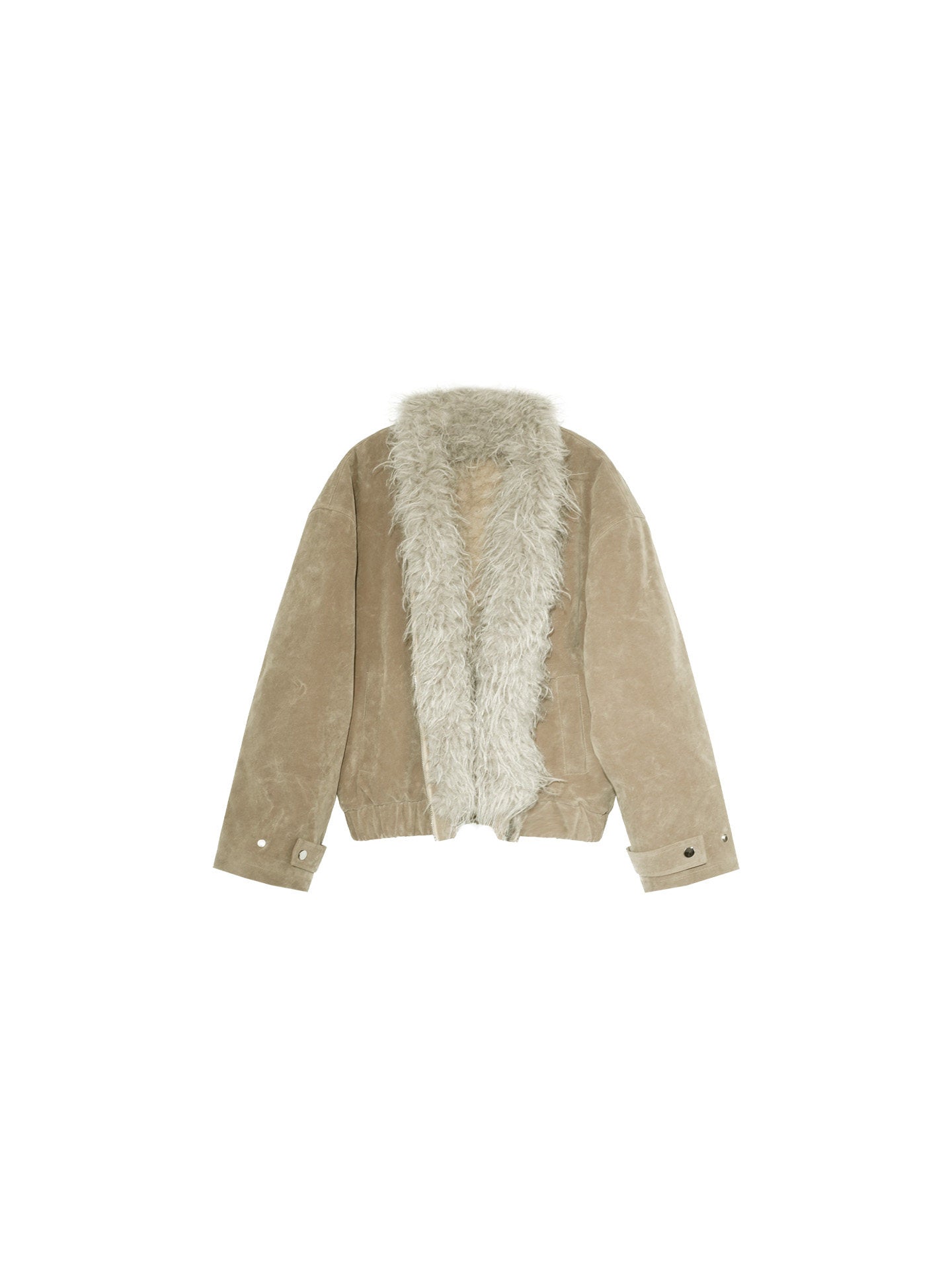 Qiu Shan Mu Dong Suede Coat with Fur Collar