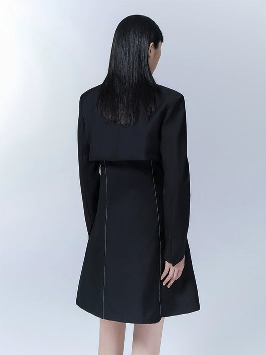 Short Suit Coat Black Spring Irregular Top