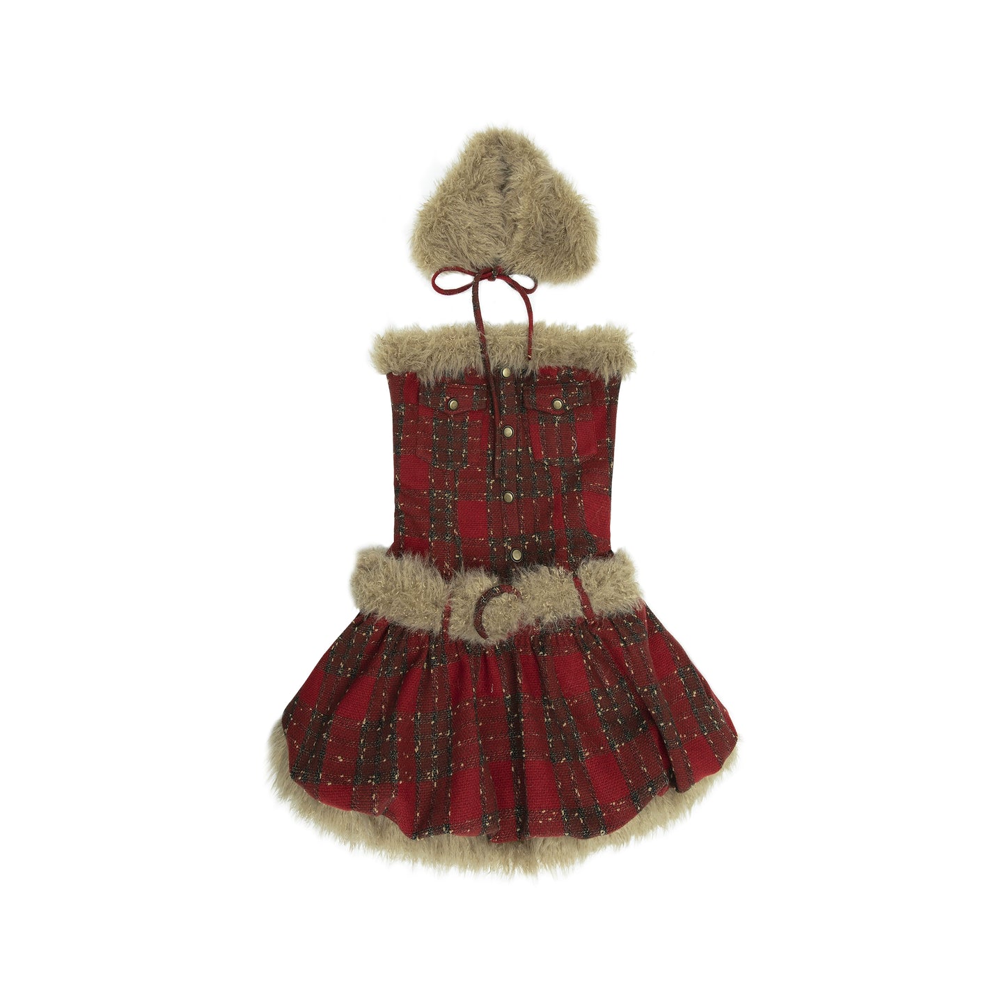 Punk Plaid Spliced Flower Bud Dress