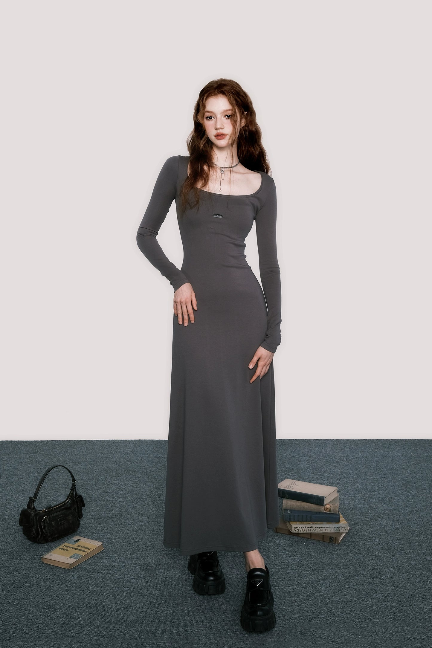 Long Black Knitted Dress - Cool and Slimming