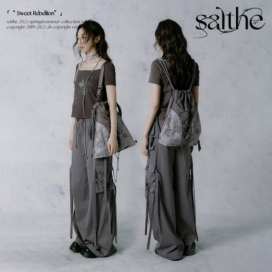 Rose Phantom Spliced Drawstring Backpack