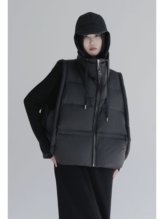 Stand-Up Collar Sleeveless White Duck Down Padded Vest (Winter)