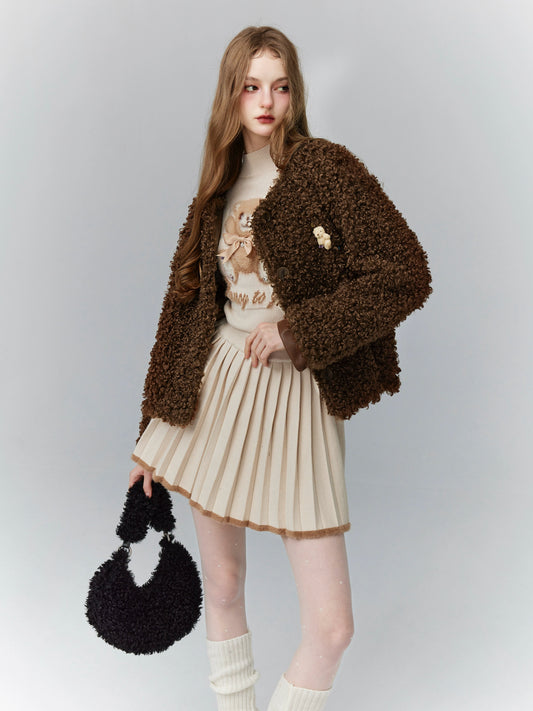 ভাঙ্গা ডায়মন্ড ছোট স্মোকড প্লাশ শর্ট কোট