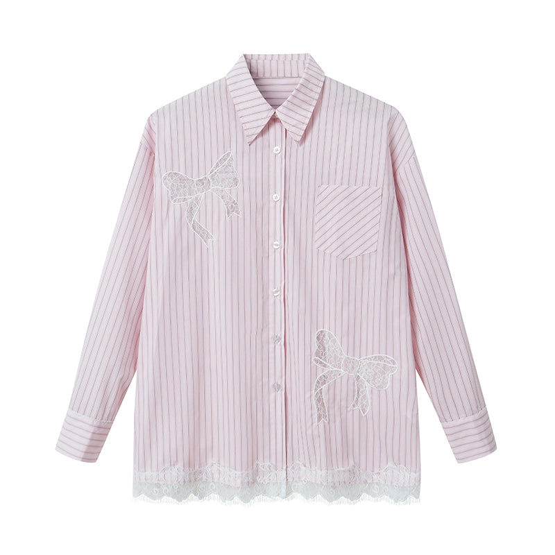 Рубашка в полоску с бантом