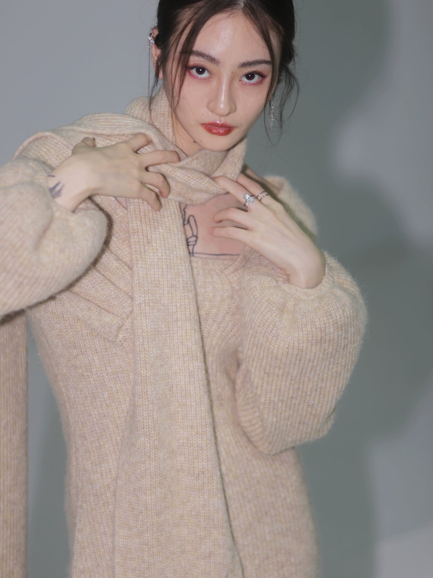 레이지 오트 니트 울 스카프