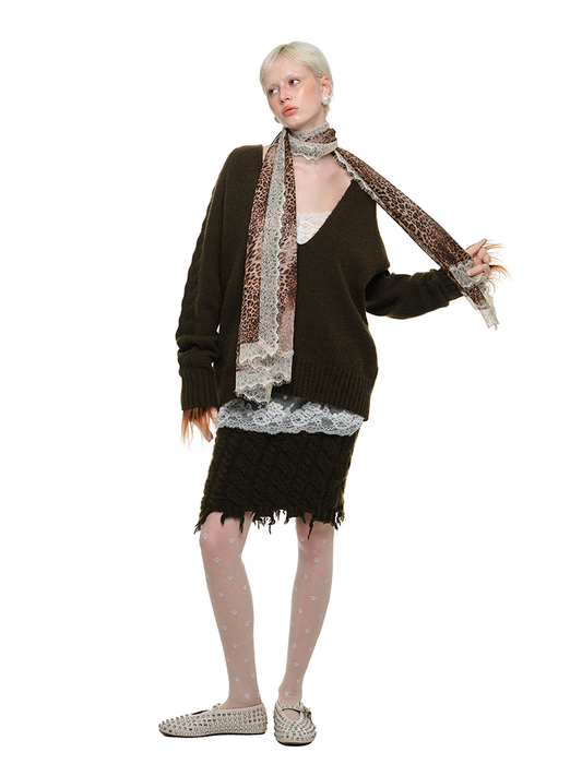 Slouchy Velvet Deep V-Neck Sweater – Layered Long Sleeve Knitwear