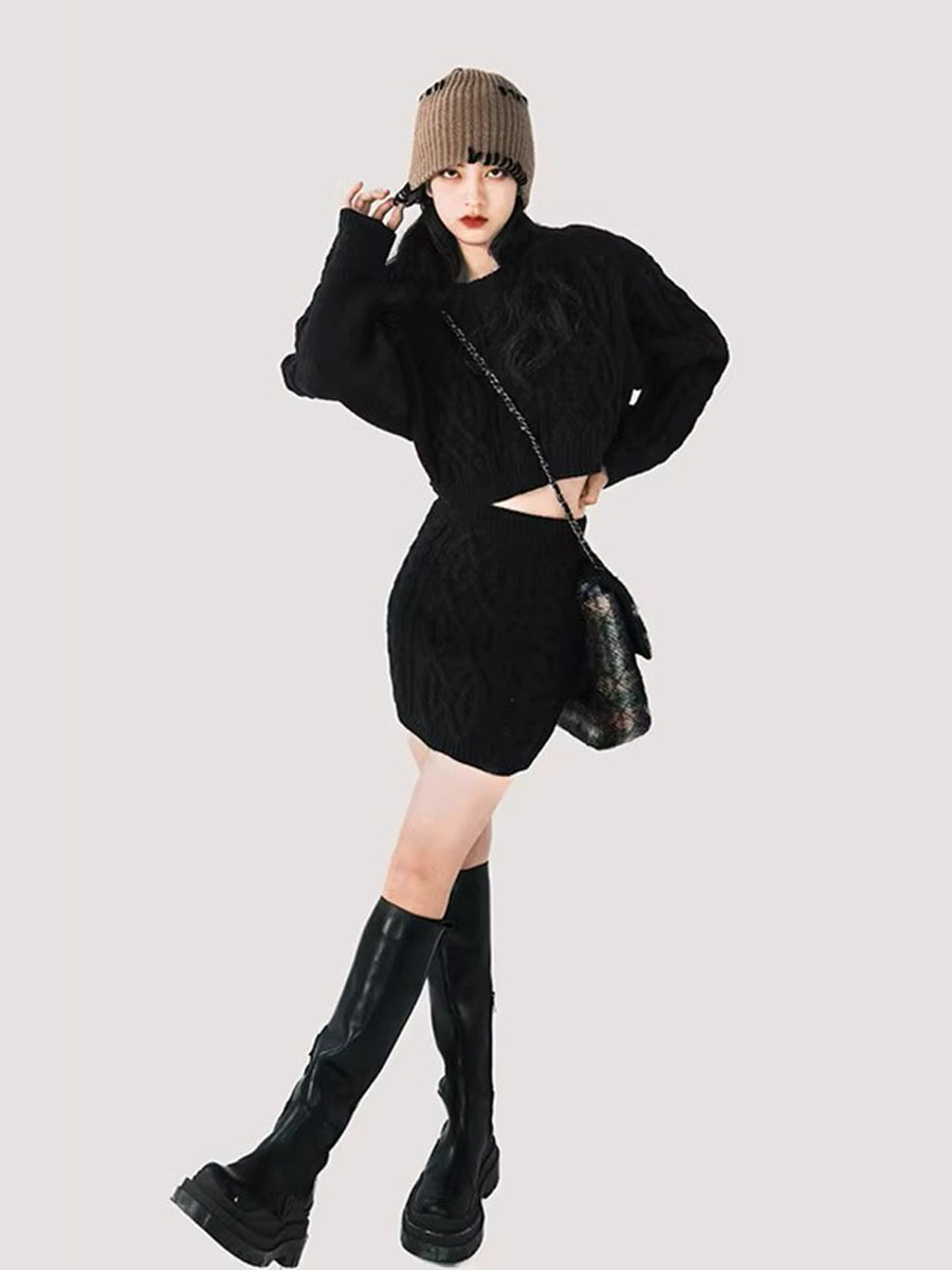 Imitation Cashmere Sweater Set - Thick Needle