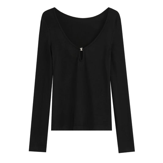 Top a maglia spalla obliqua