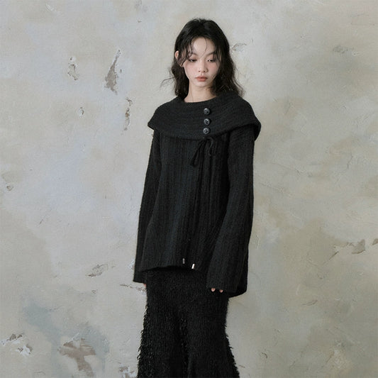 Valley Jasmine Button One Shoulder Knit Sweater