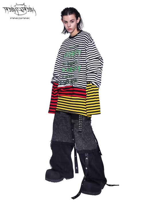 Striped Stacked Sweatshirt – Bold Y3K Girl Group Style