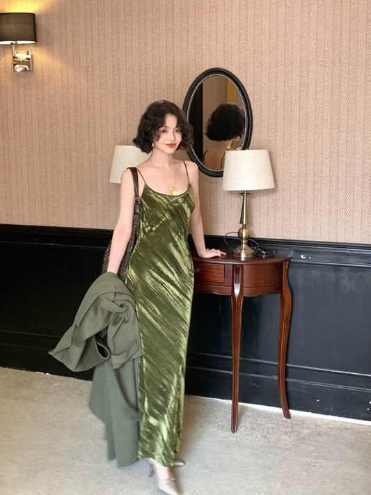 Velvet Slip Base Dress – Double 11 Retro Temperament Style