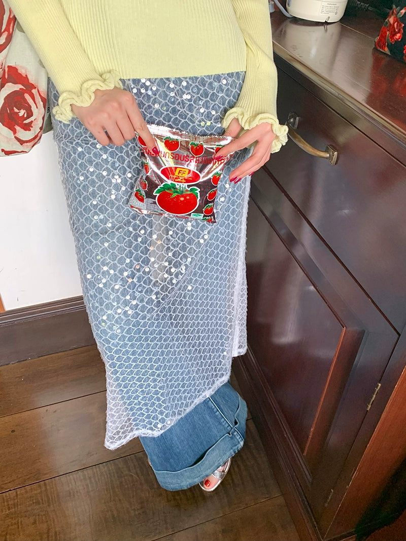 Falda lápiz de lentejuelas retro