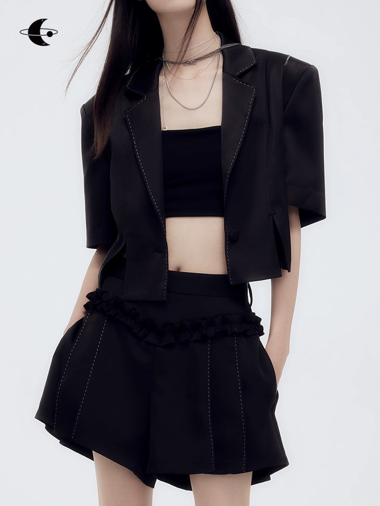 Satin Split Casual Suit Set