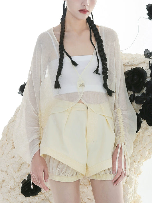 Metal Heart Button Sun Protection Shirt - Silk Wrinkles