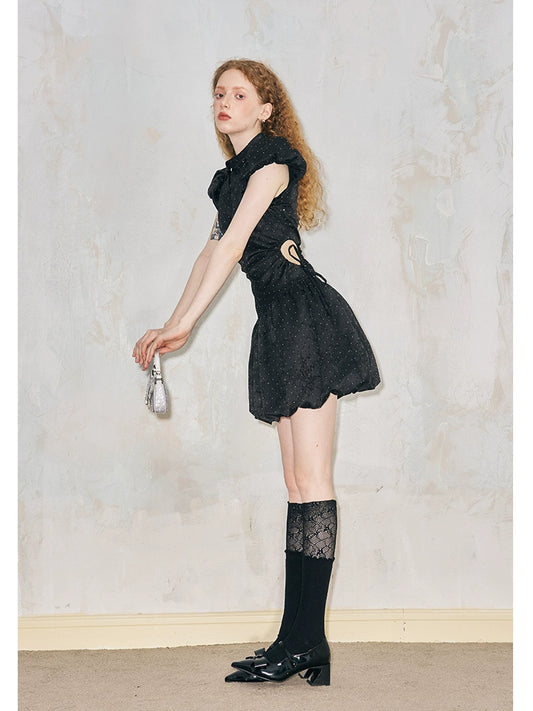 فستان بأكمام منتفخة وخصر مجوف