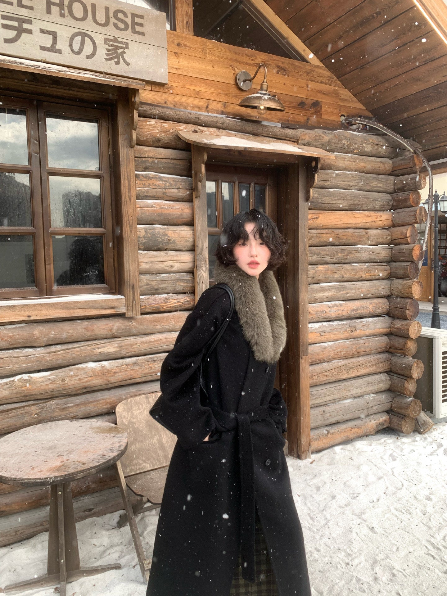 Fox Fur Collar Knit Scarf