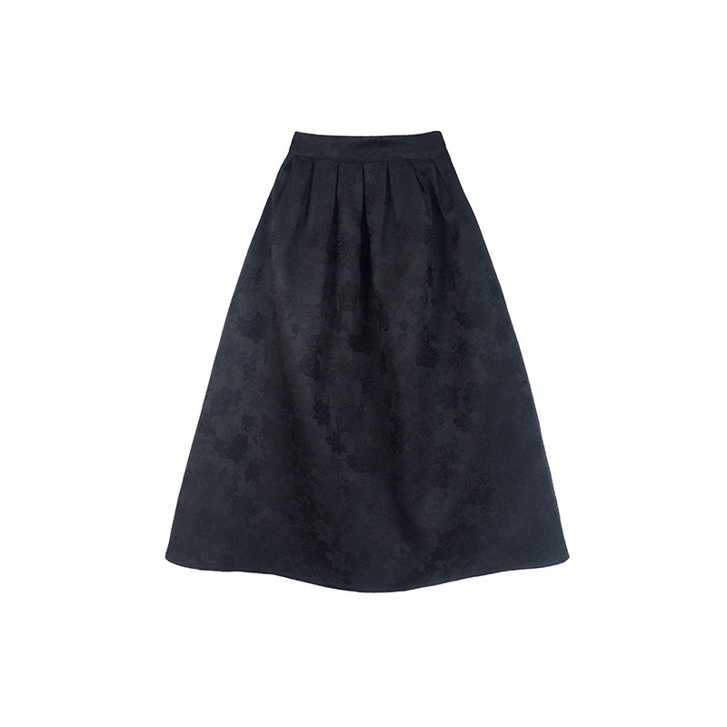 কালো এ-লাইন জ্যাকার্ড স্কার্ট