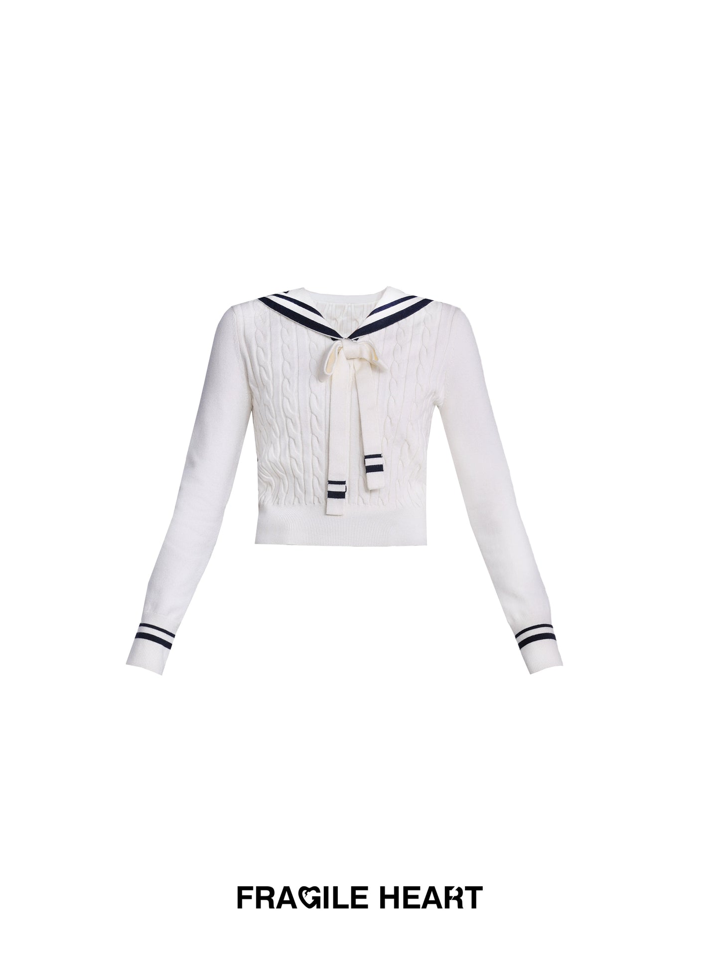 Navy Collar Knit Shirt with Lace-Up Top