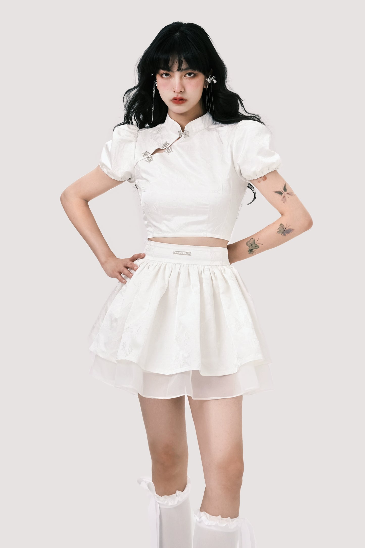 Chinese Style Butterfly Sleeve Set Skirt