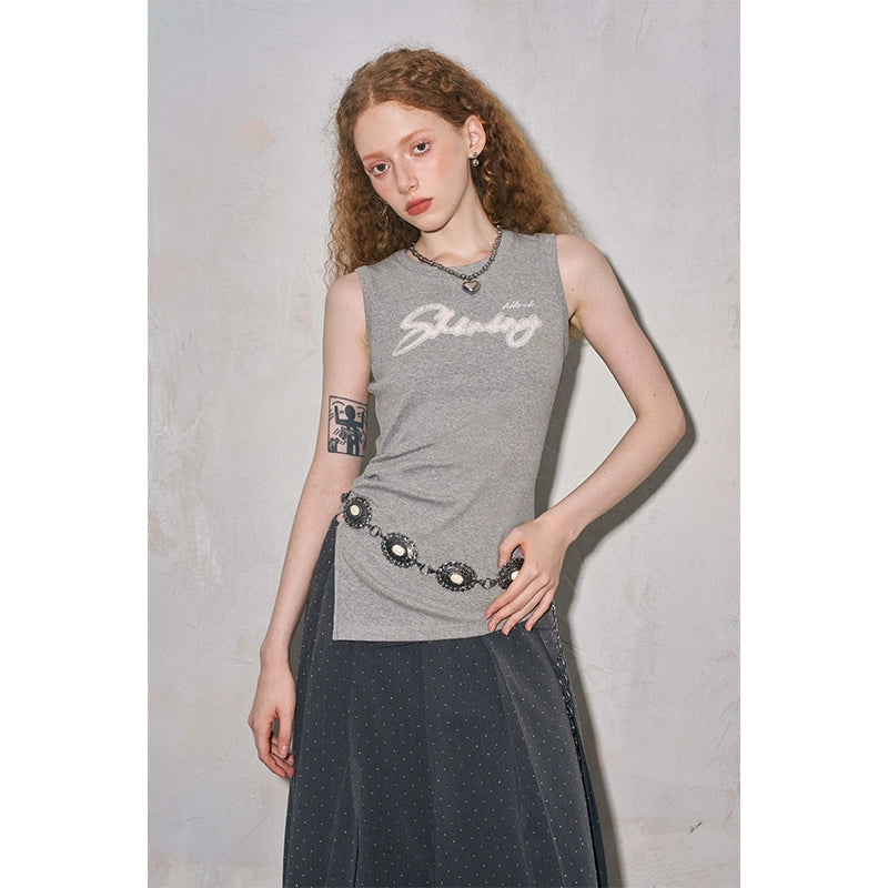 الدانتيل جوفاء تانك الأعلى غير المتماثلة