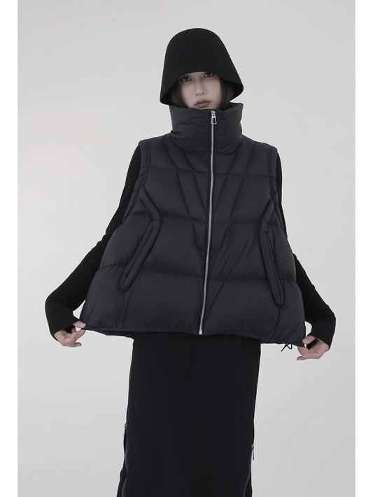 Minimalist Stand-Up Collar Down Vest for Women (Casual Style)