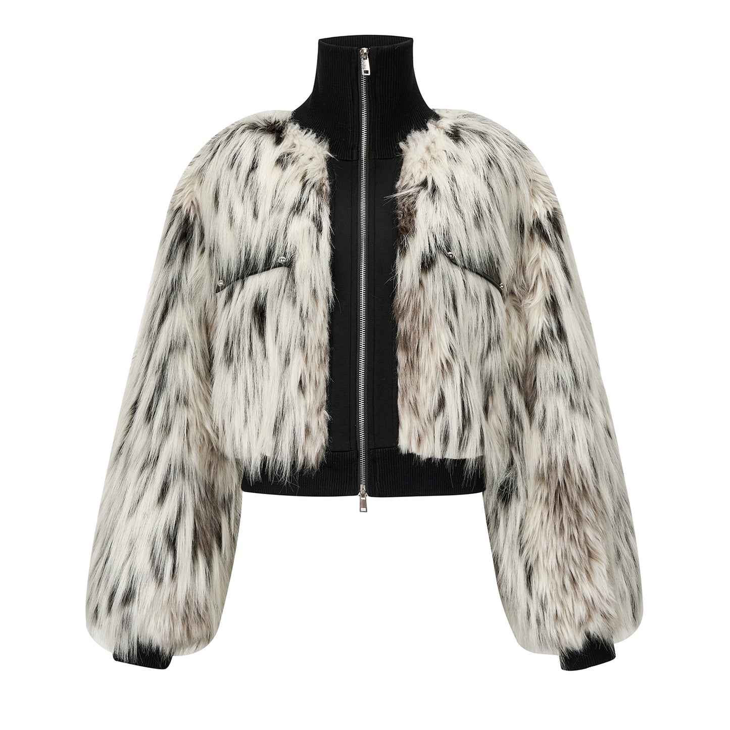 가을과 겨울 새로운 빈티지 패션 꽃 흰색 따뜻한 스탠딩 칼라 환경 보호 모피 짧은 코트 여성