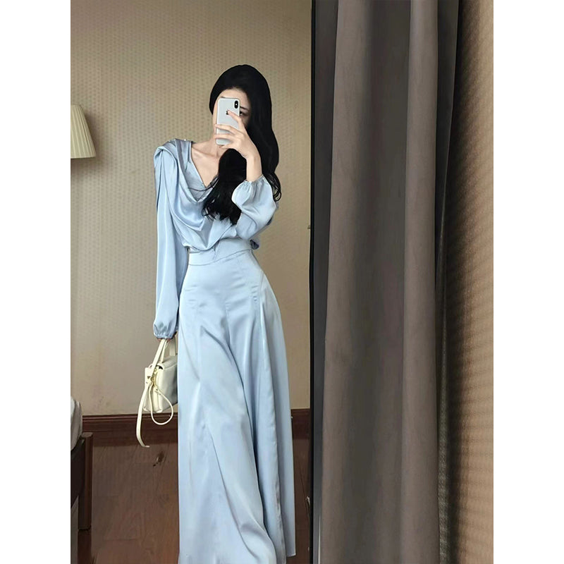 Satin Shirt Two-Piece