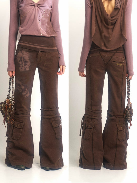 Distressed Flared Trousers – Raw-Edge Low-Rise Look