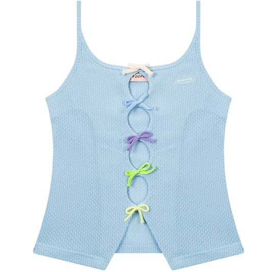 Slimming Bow Vest | Retro Sleeveless Design for Spring/Summer
