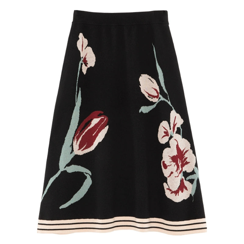 Tulip de fille: gilet tricoté et jeu de jupe