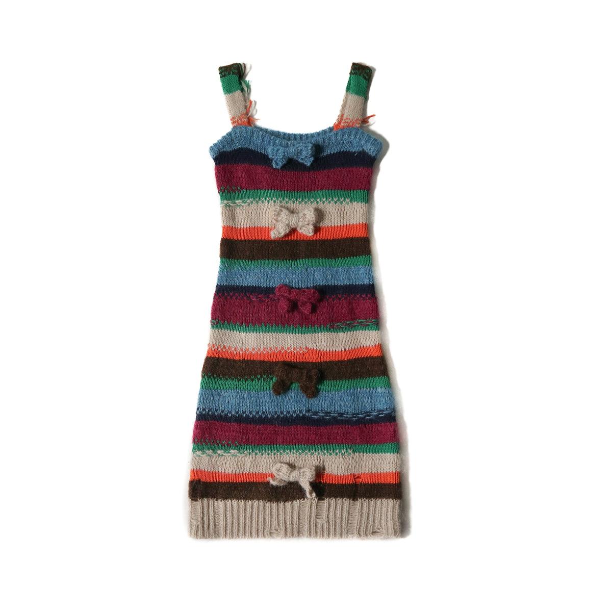 Colorful Stripe Bow Strap Dress