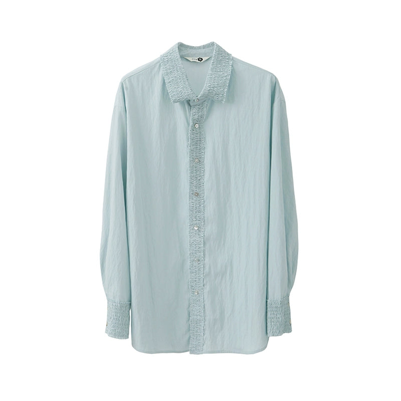 Original Design Peach Wine Mint Tea with Unique Layered Feel, Embracing Cotton Loose Long Sleeve Shirt