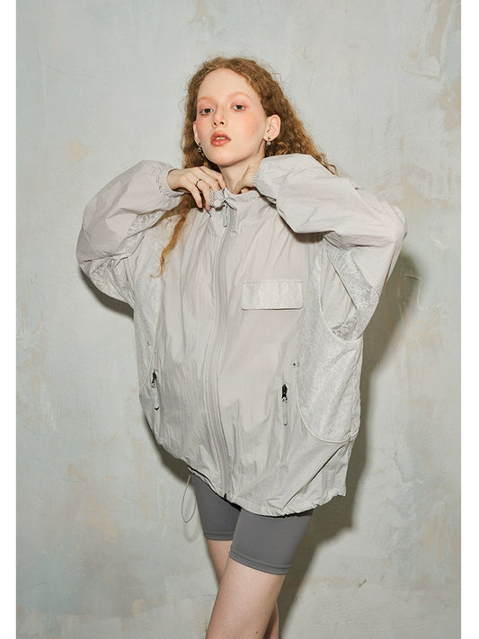 লেইস প্যাচওয়ার্ক হুডেড সামার জ্যাকেট