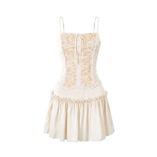 Pleated Flower Drop Dress