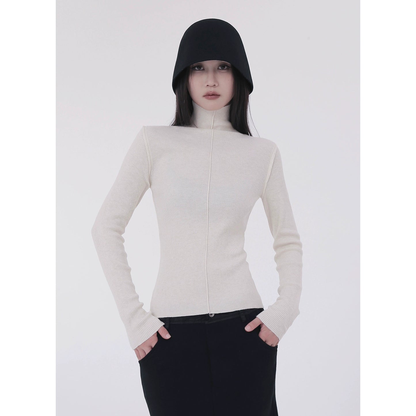 Solid Color Slim Long-Sleeve Luxury Knit Top for Women