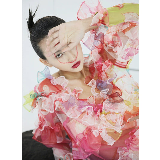 Robe en organza peinte à la main au jasmin chinois Q257