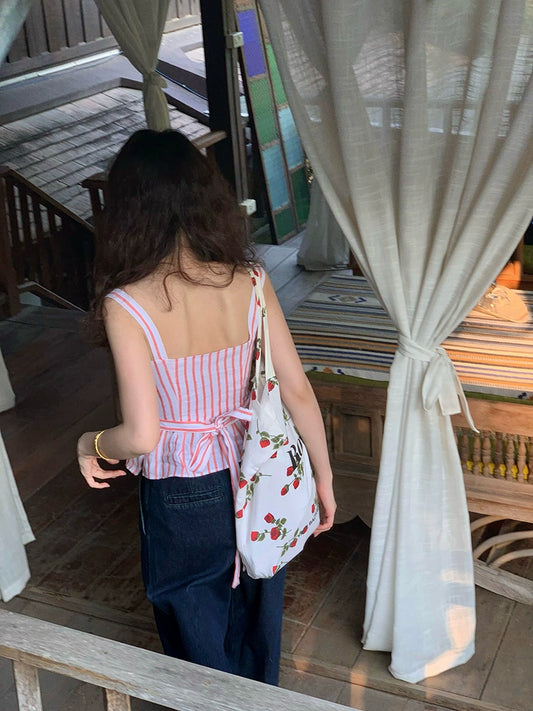 Camisola a rayas con cordones