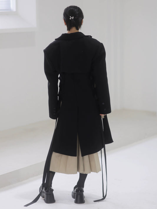 Плиссированная полуюбка с рваными краями и цветными блоками