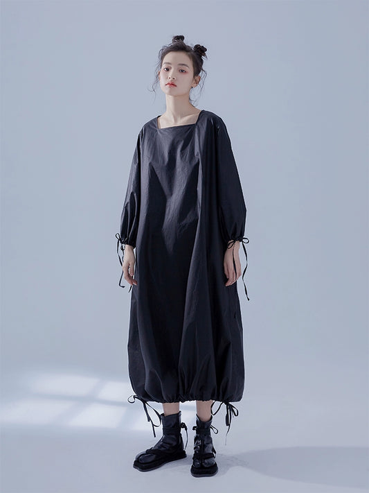 Square Necked Shirt Skirt with Irregular Sleeves and Back