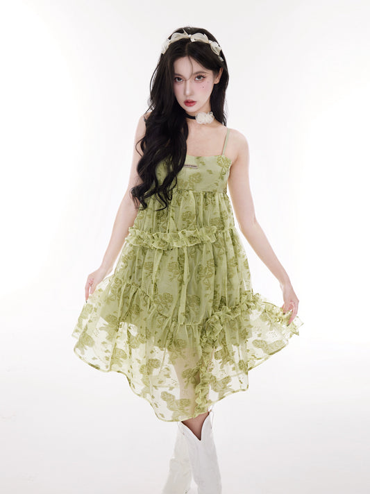 Milk Green Spinach Spring Sling Skirt