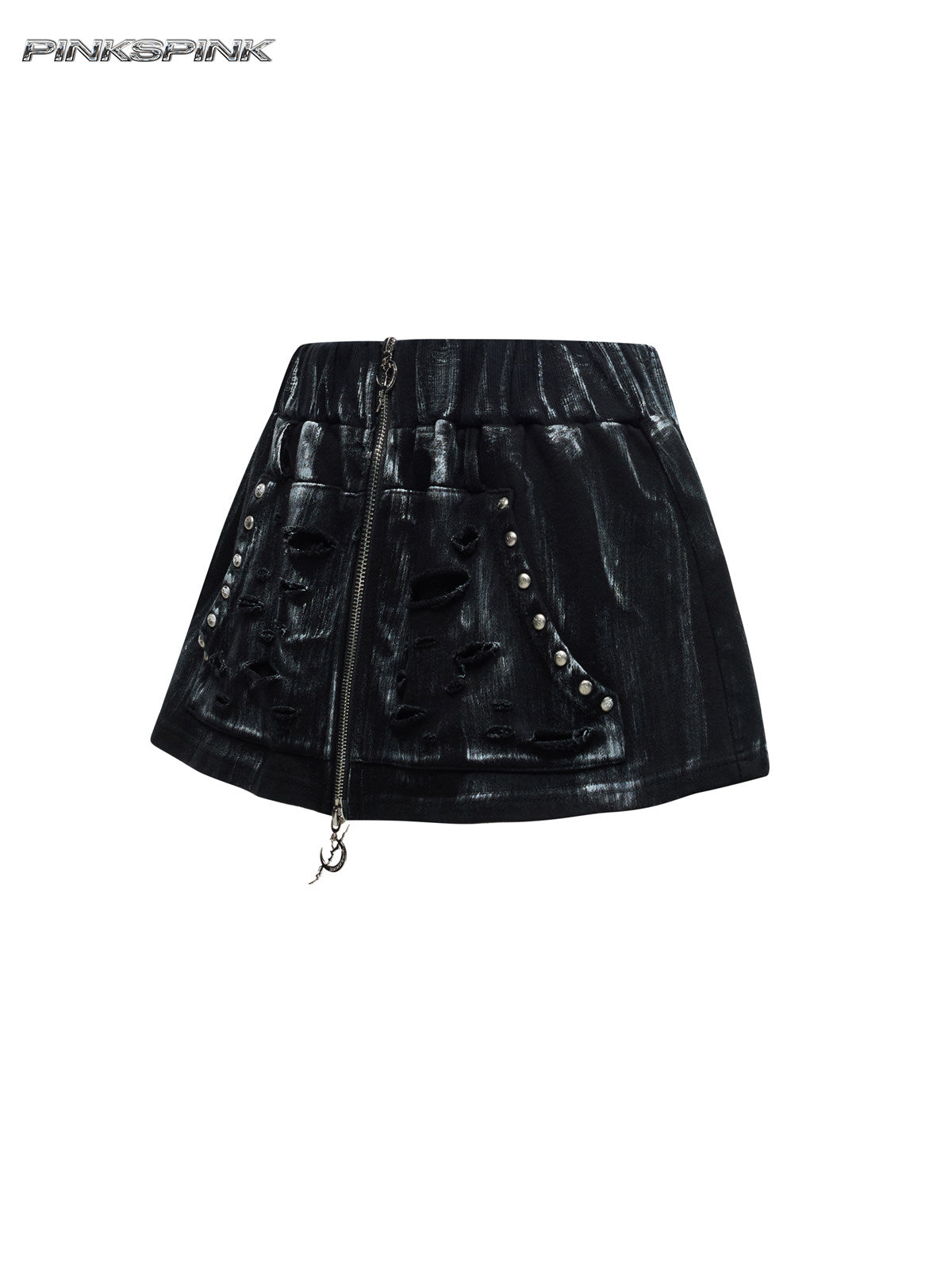 Electric Moon Hand-Painted Zippered Punk Y2K Mini Skirt