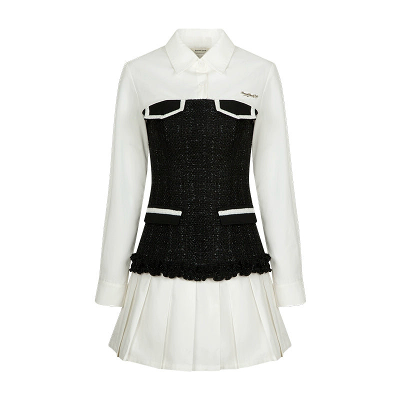 B/W Contrast Dress & Short Suit